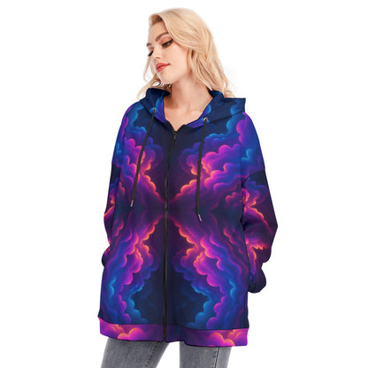 Women's Long Hoodie With Zipper Closure
