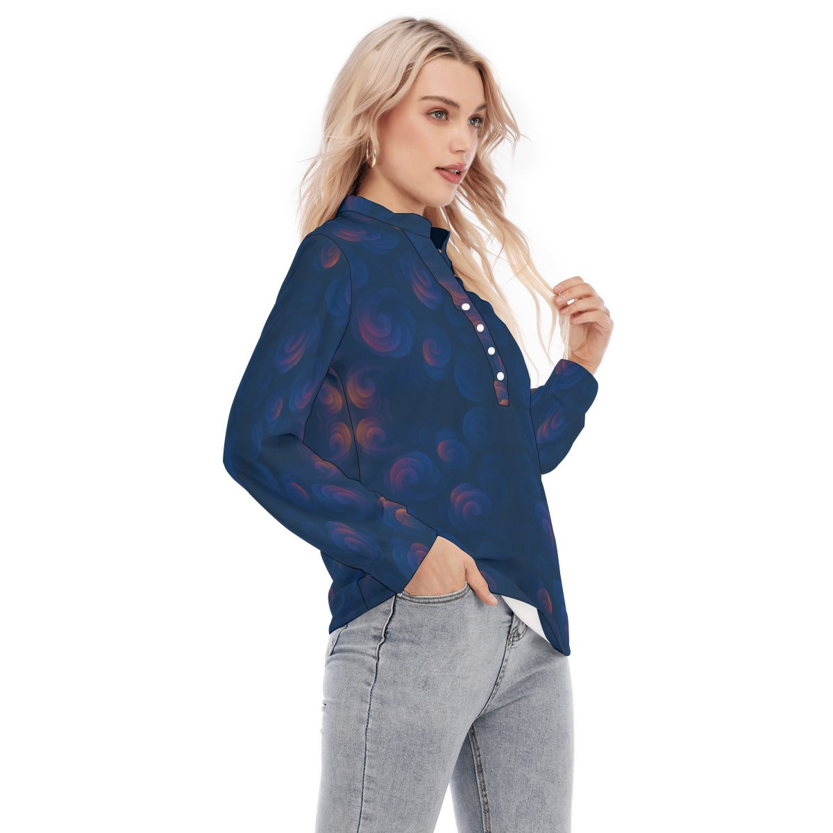 Women's Long Sleeve Blouse With Button Closure