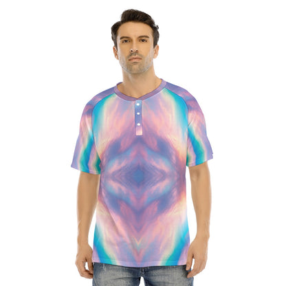 Men's Raglan Sleeve T-shirt With Button Closure