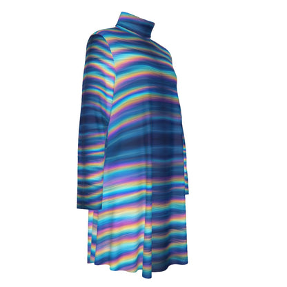 Women's High Neck Dress With Long Sleeve