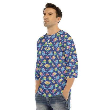 Men's Bracelet Sleeve T-shirt With Button Closure - view 3