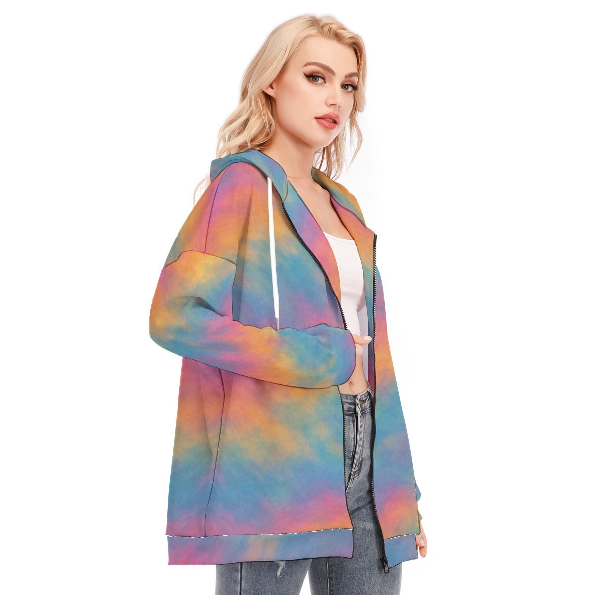 Women's Long Hoodie With Zipper Closure