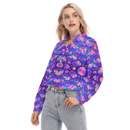 Women's Long Sleeve Blouse With Button Closure