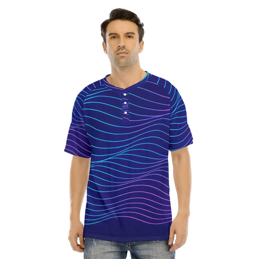 Men's Raglan Sleeve T-shirt With Button Closure