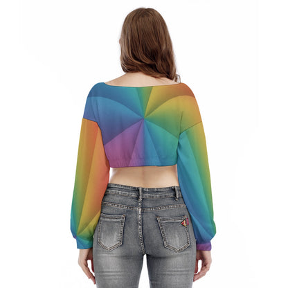 Women's V-neck Long Sleeve Cropped Sweatshirt