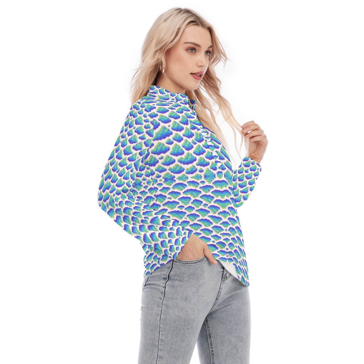 Women's Long Sleeve Blouse With Button Closure