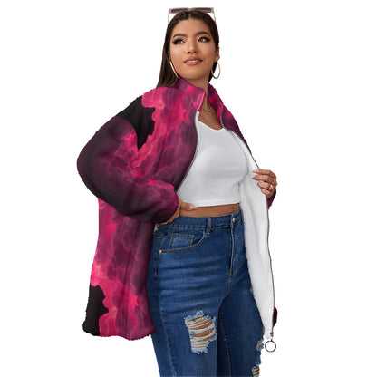 Unisex Borg Fleece Stand-up Collar Coat With Zipper Closure(Plus Size)