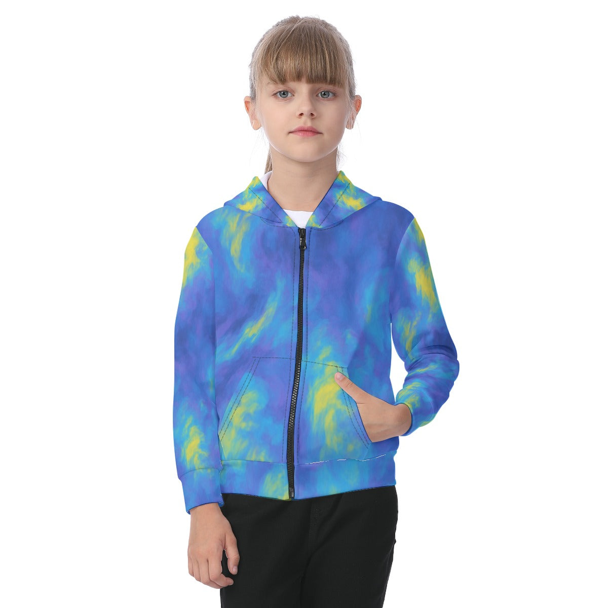 Unisex Kid's Zip-up Hoodie With Patch Pocket