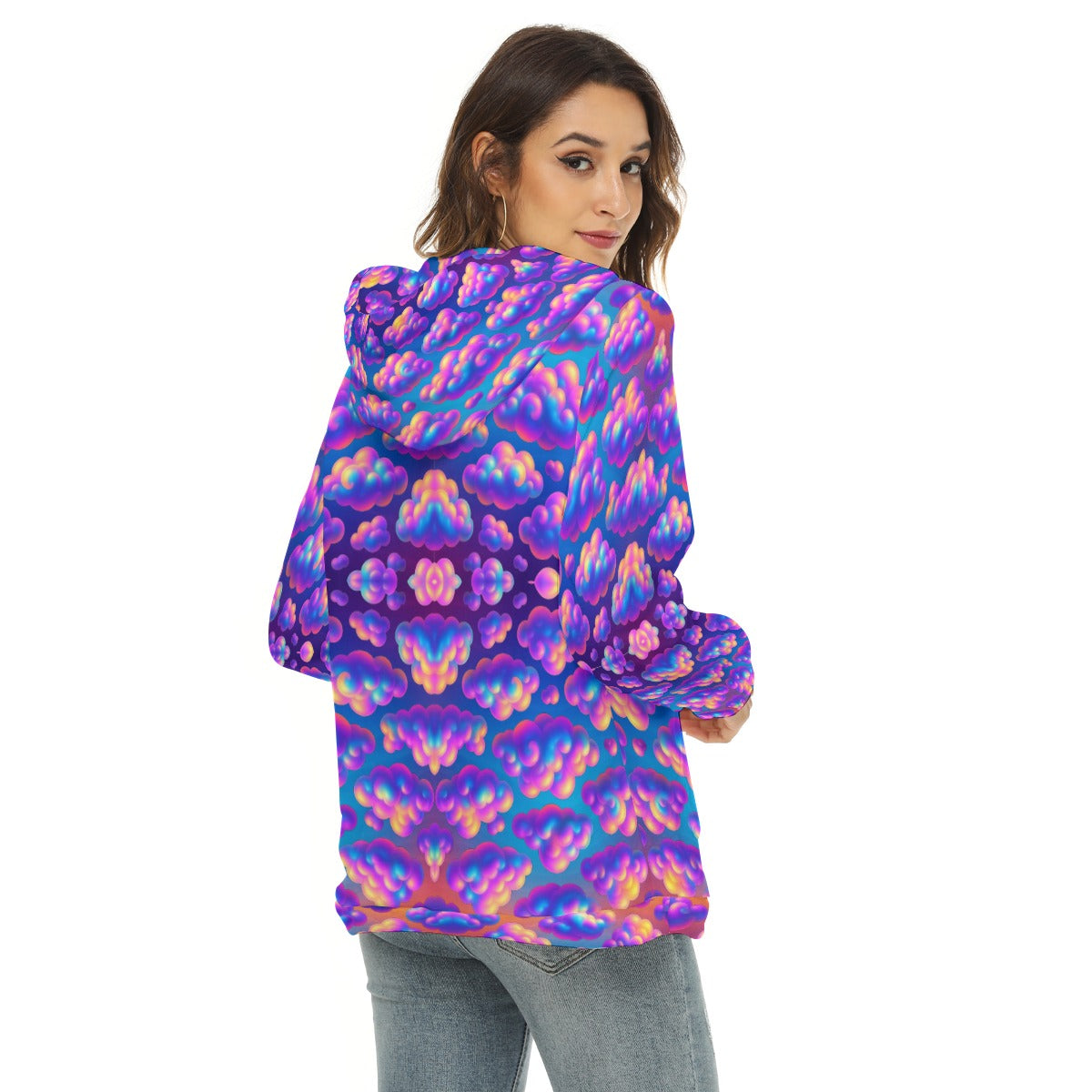 Women's Borg Fleece Hoodie With Half Zip