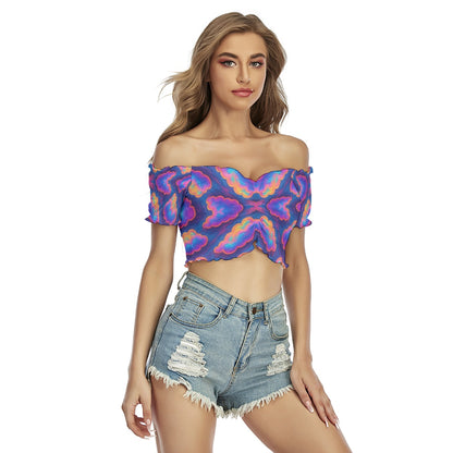Women's One-shoulder Off-the-navel Short Sleeve T-shirt