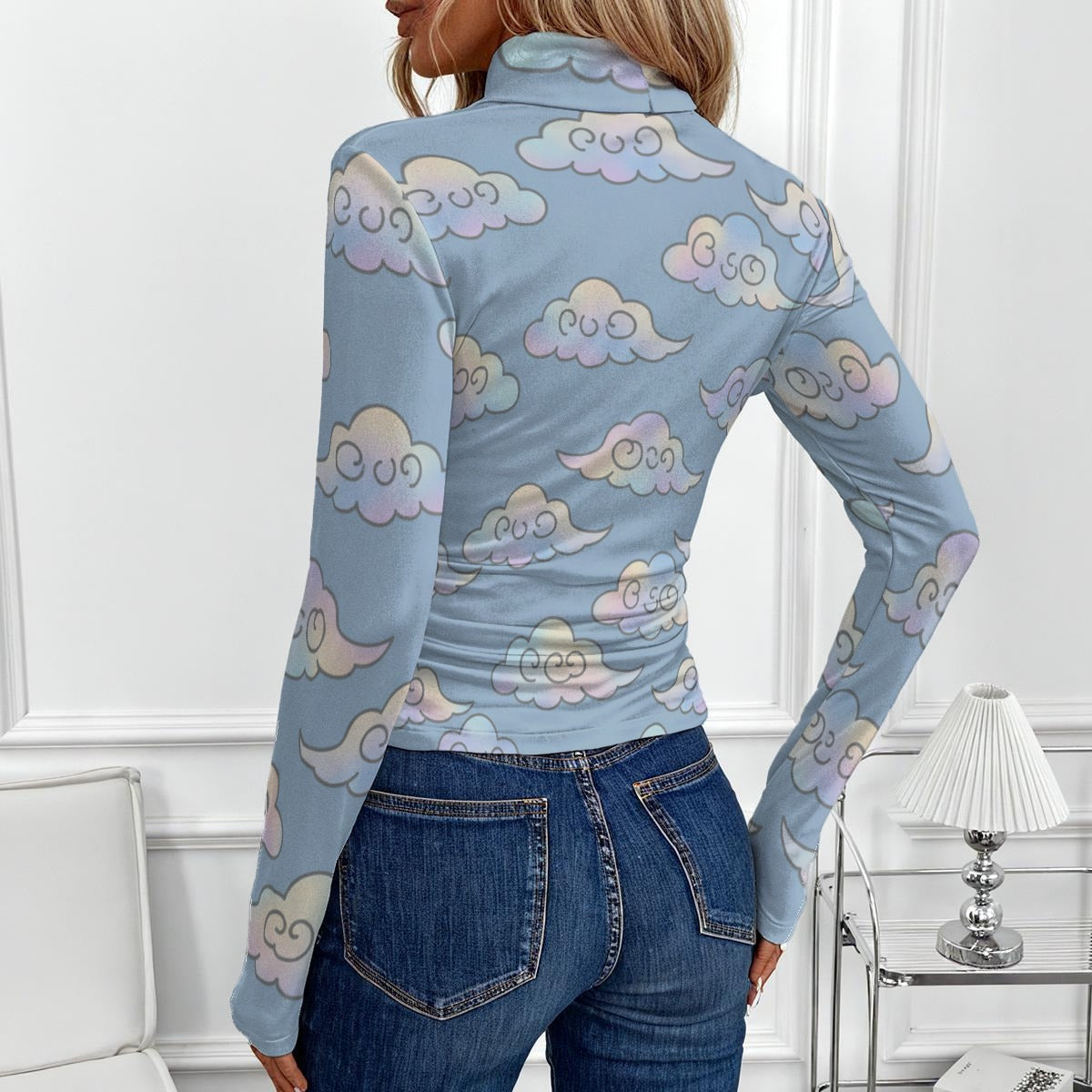 Women's Women's High-Neck Top With Long Sleeve