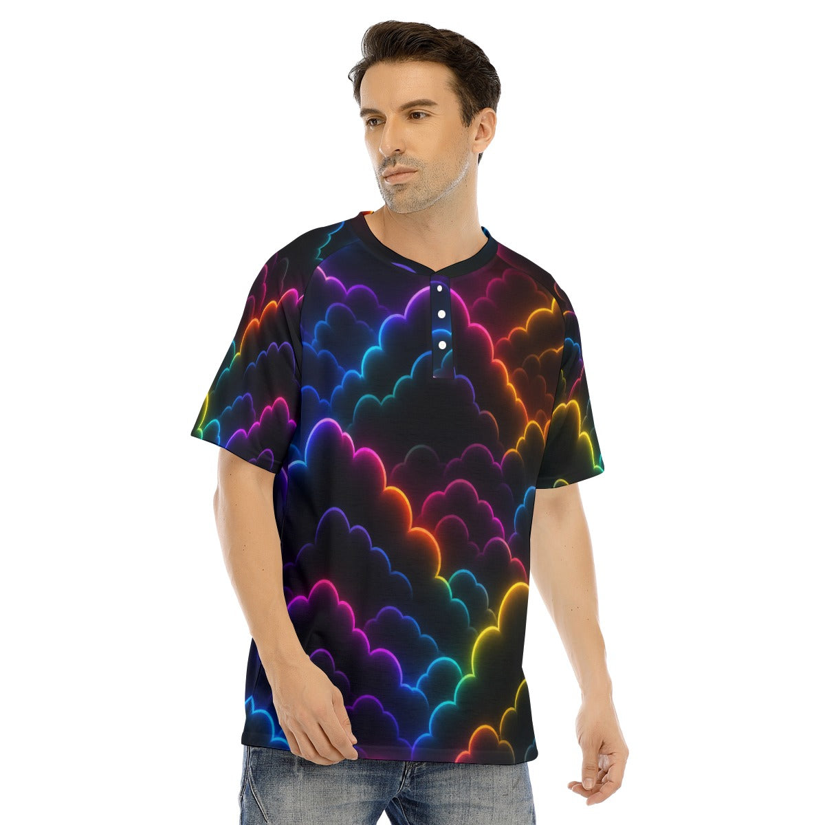 Men's Raglan Sleeve T-shirt With Button Closure