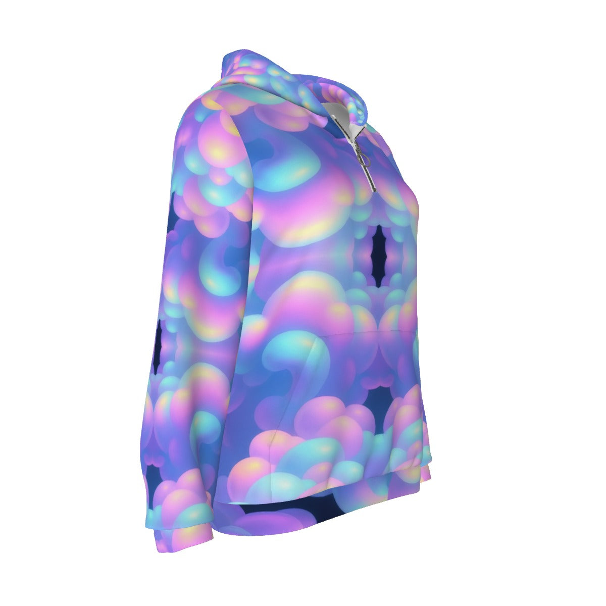 Women's Borg Fleece Hoodie With Half Zip