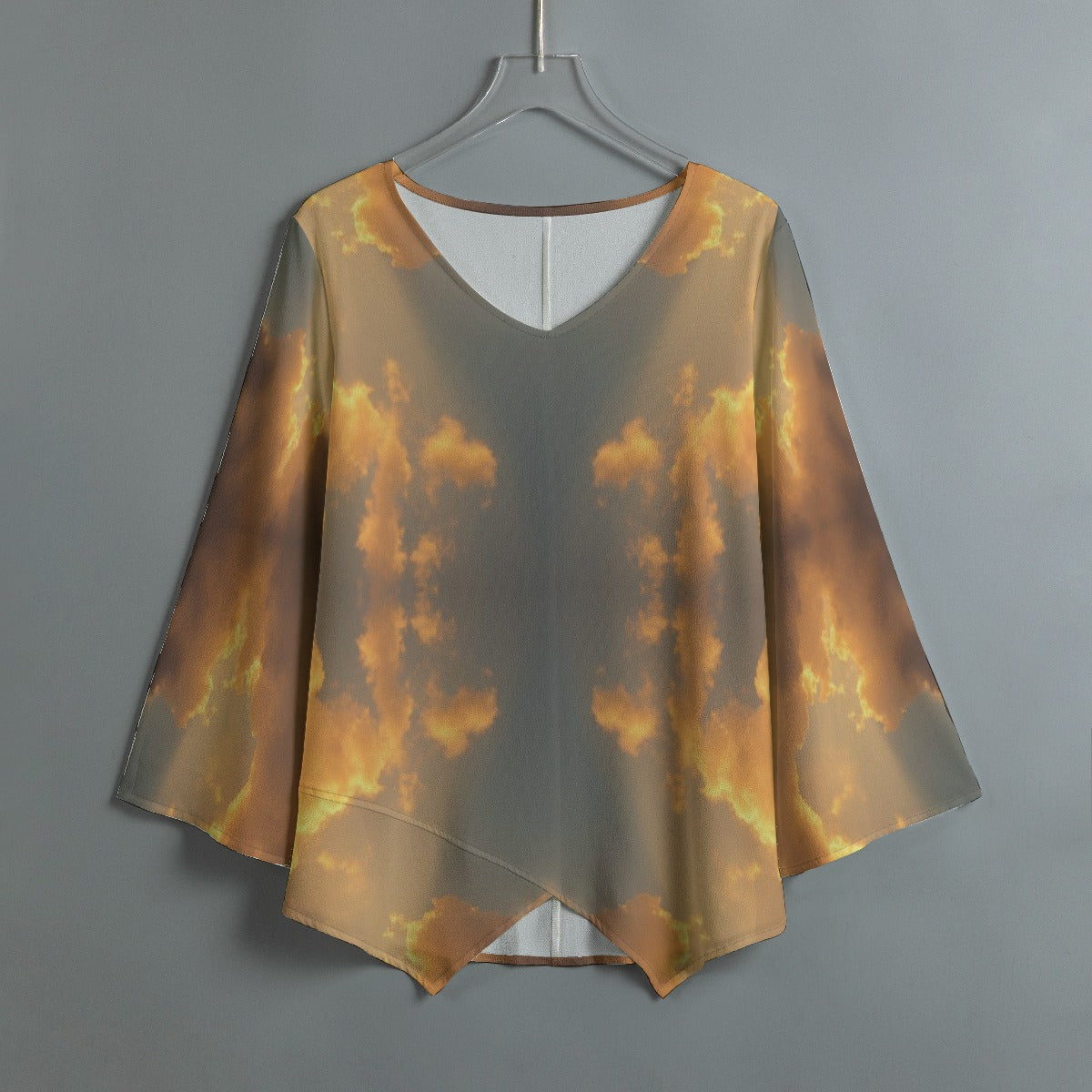 Women's V-neck T-shirt With Irregular Hem