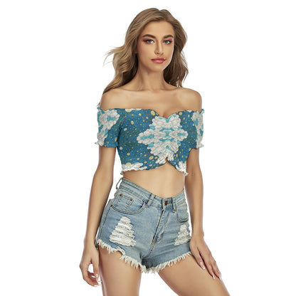 Women's One-shoulder Off-the-navel Short Sleeve T-shirt