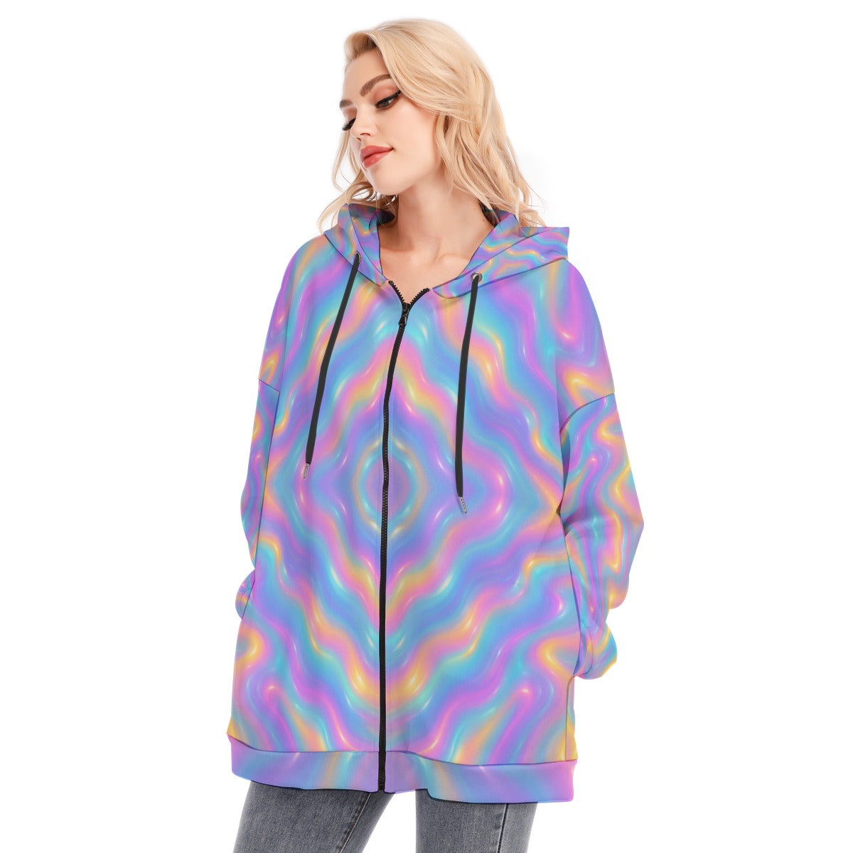 Women's Long Hoodie With Zipper Closure