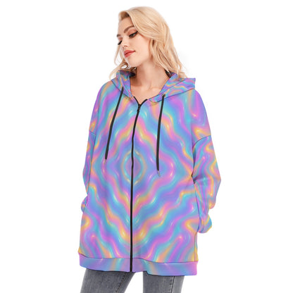 Women's Long Hoodie With Zipper Closure