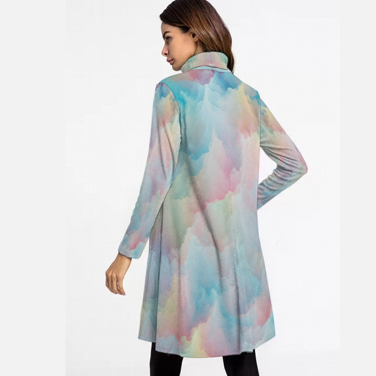 Women's High Neck Dress With Long Sleeve