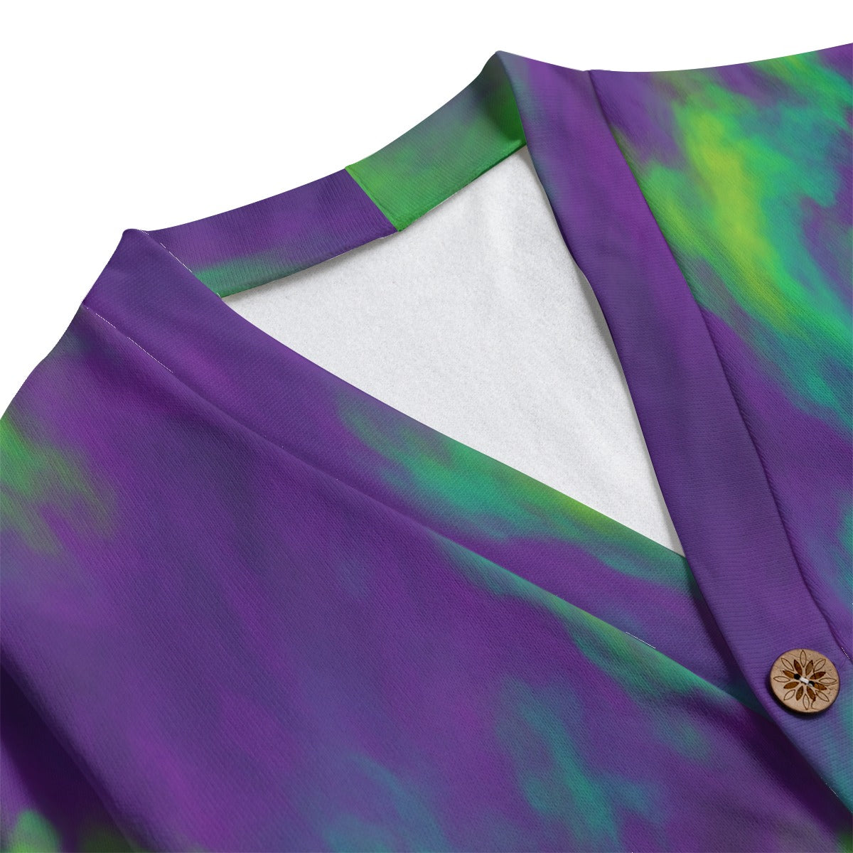 Unisex V-neck Knitted Fleece Cardigan With Button Closure