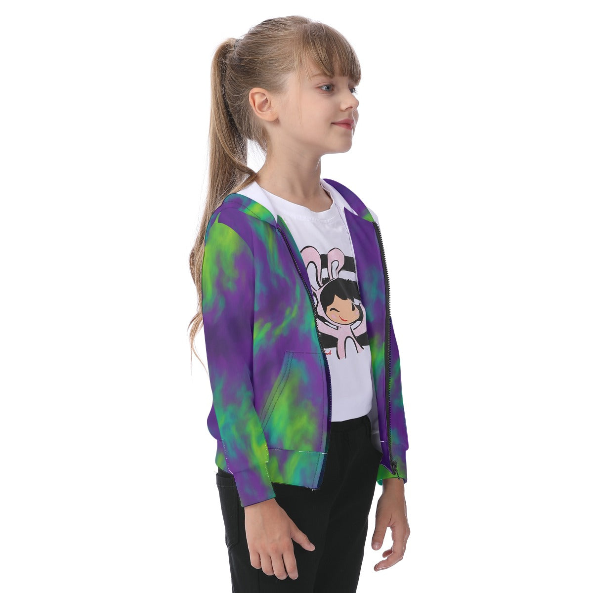 Unisex Kid's Zip-up Hoodie With Patch Pocket