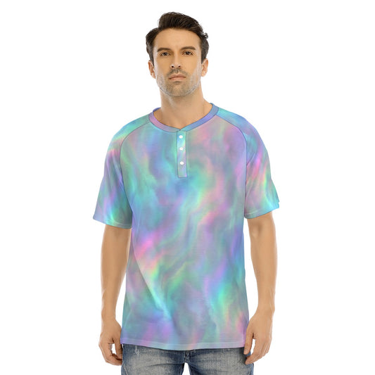 Men's Raglan Sleeve T-shirt With Button Closure