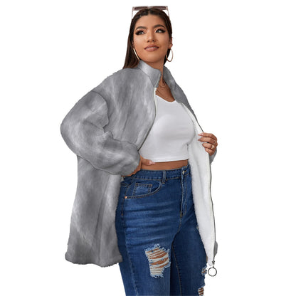 Unisex Borg Fleece Stand-up Collar Coat With Zipper Closure(Plus Size)