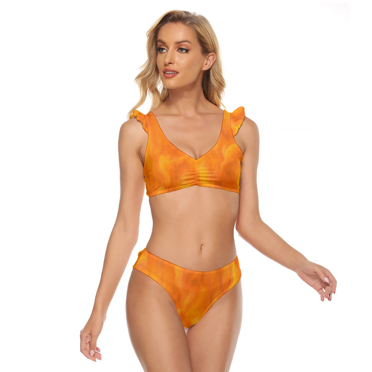 Women's Bikini Swimsuit With Ruffle Cuff Bra