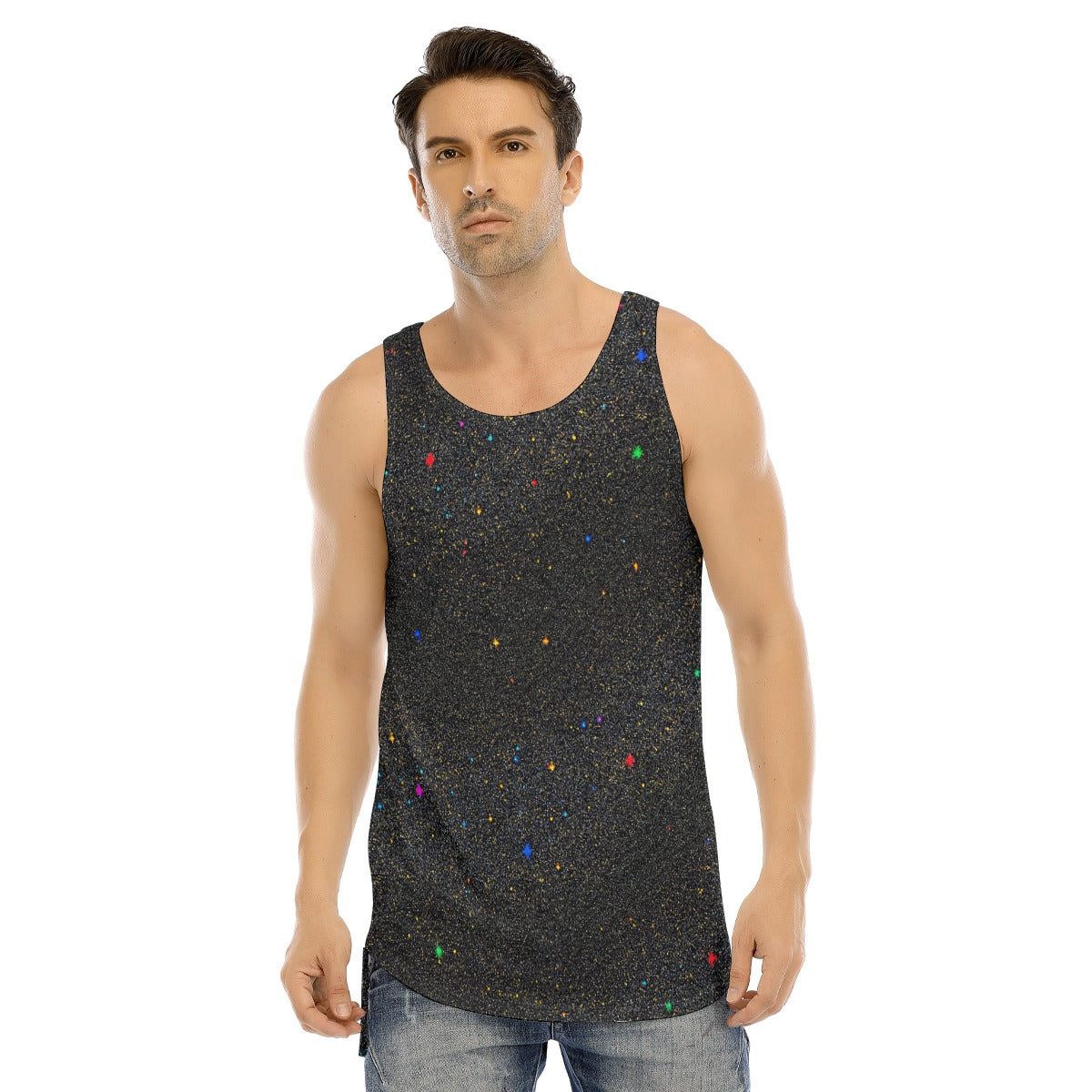 Men's Curved Hem Long Tank Top