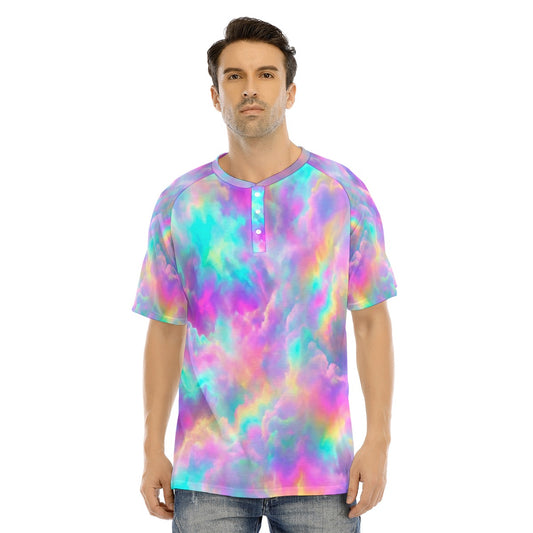 Men's Raglan Sleeve T-shirt With Button Closure