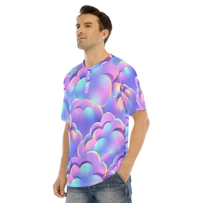 Men's Raglan Sleeve T-shirt With Button Closure