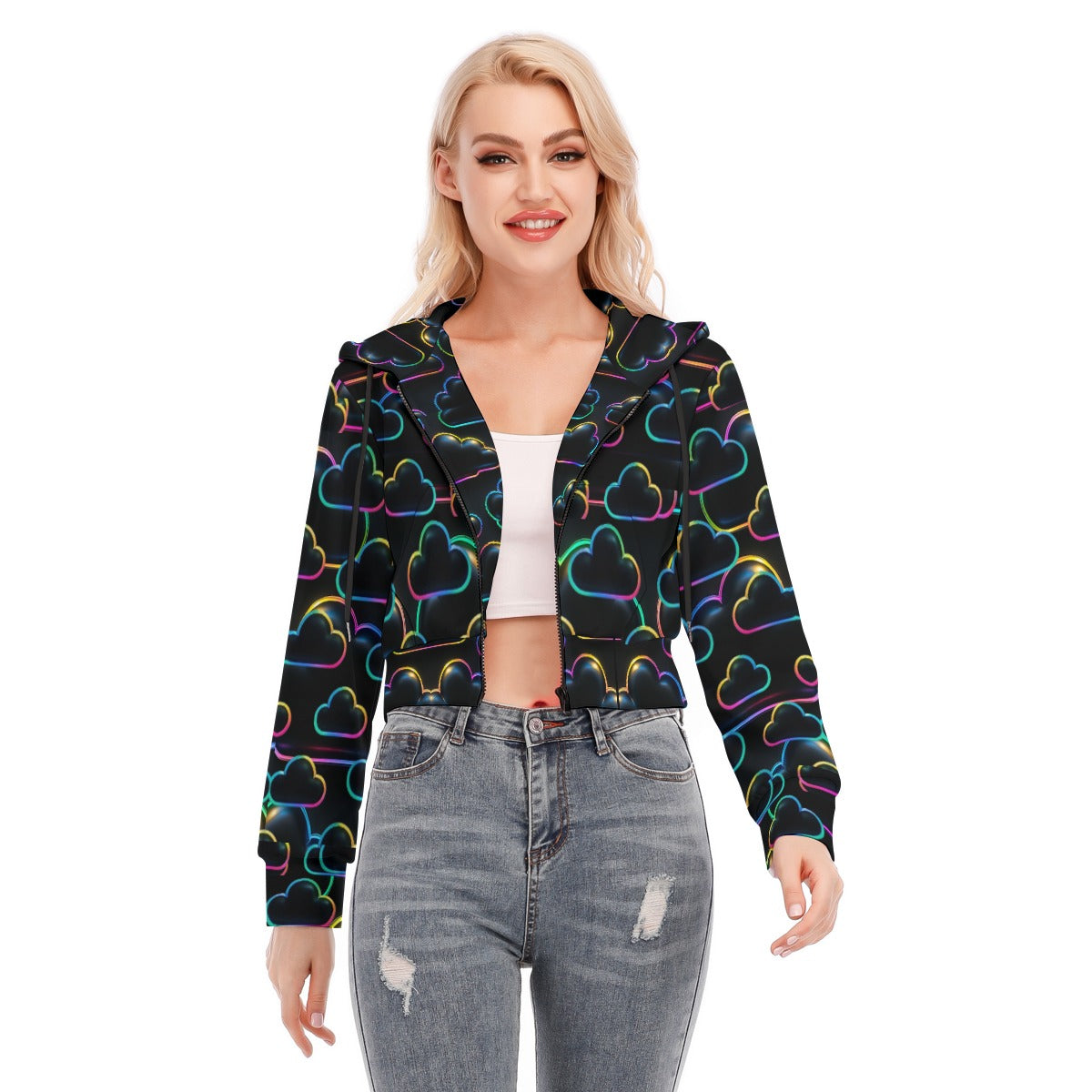 Women's Crop Top Hoodie With Zipper Closure