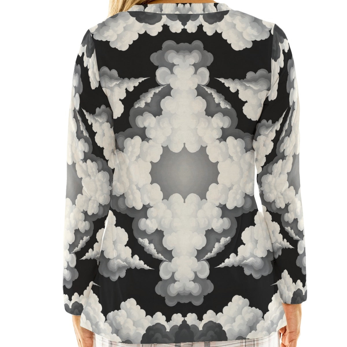 Women's Loose V-Neck T-Shirt With Long Sleeve