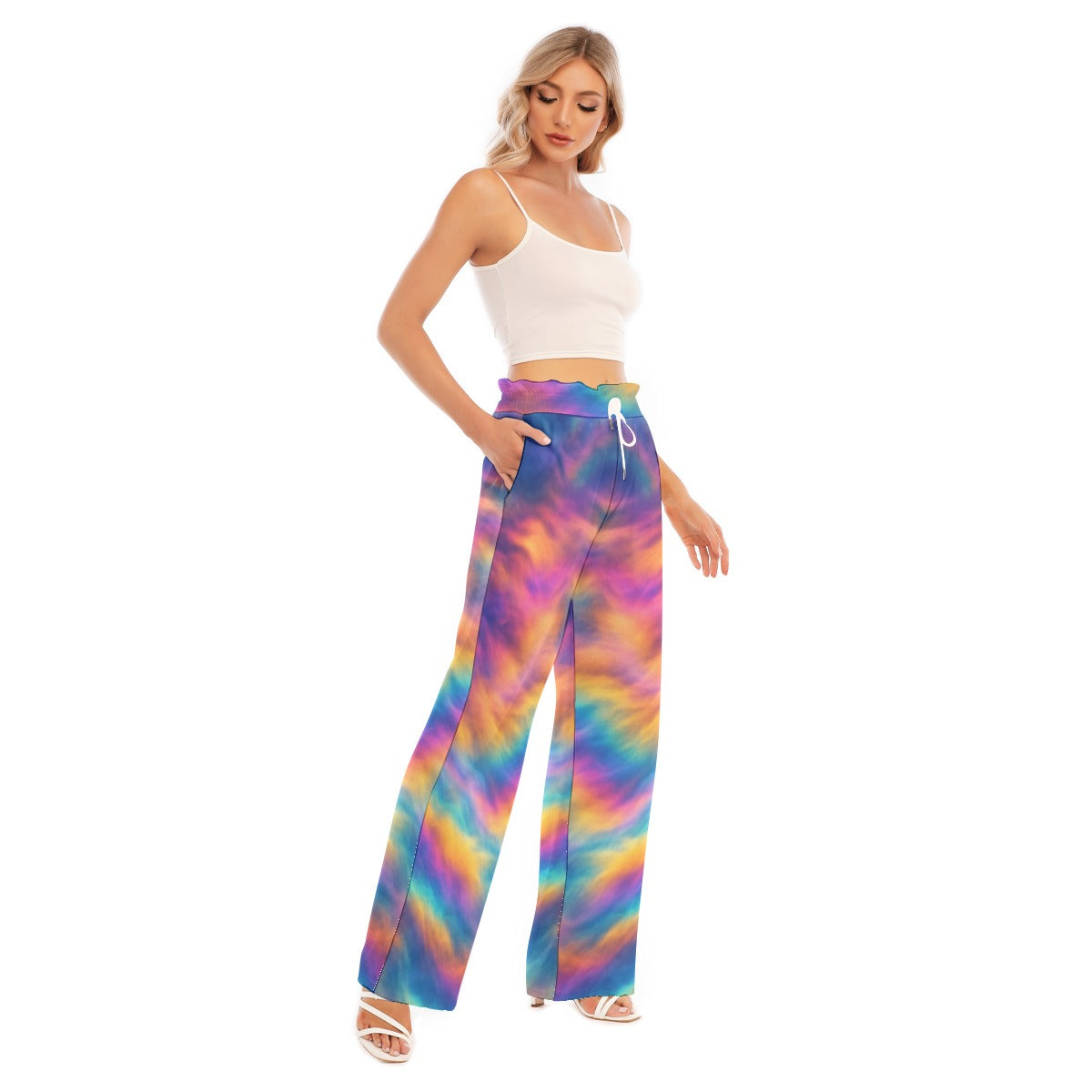 Women's Waist Fungus Edge Wide-leg Pants