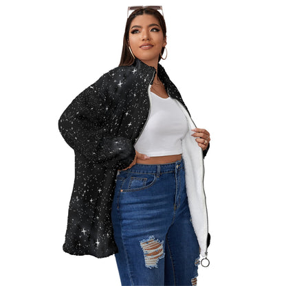 Unisex Borg Fleece Stand-up Collar Coat With Zipper Closure(Plus Size)