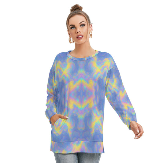Women's Side Split O-neck Sweatshirt