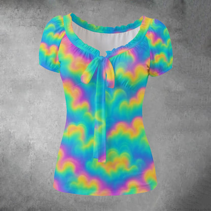 Women's Puff Sleeve Pleated Shirt