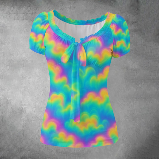 Women's Puff Sleeve Pleated Shirt