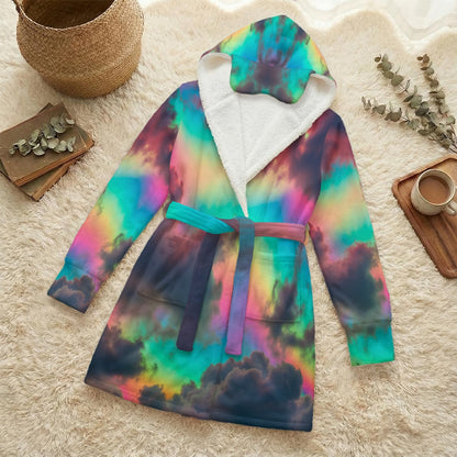 Unisex Flannel Hooded Robe With Eye Mask