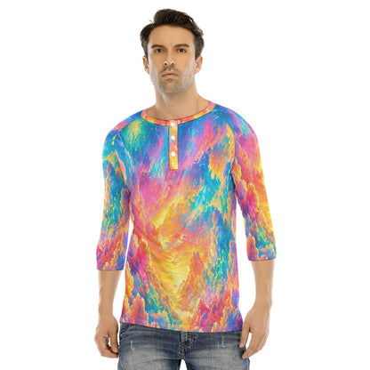 Men's Bracelet Sleeve T-shirt With Button Closure - view 1