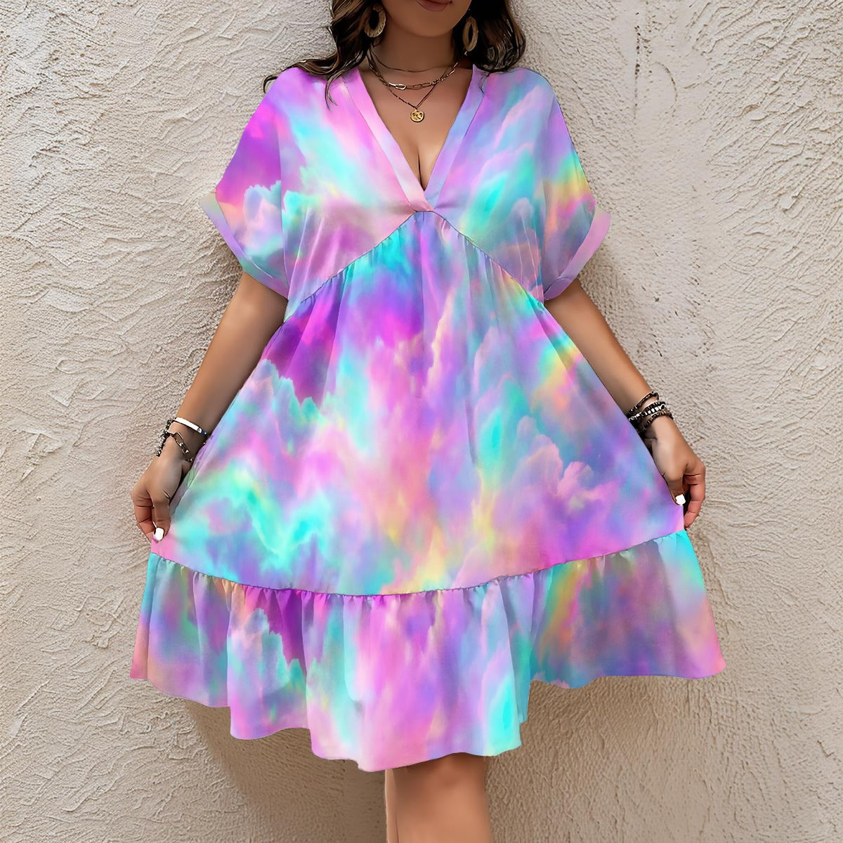Women’s Floral V-Neck Short Sleeve Dress