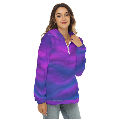 Women's Borg Fleece Hoodie With Half Zip