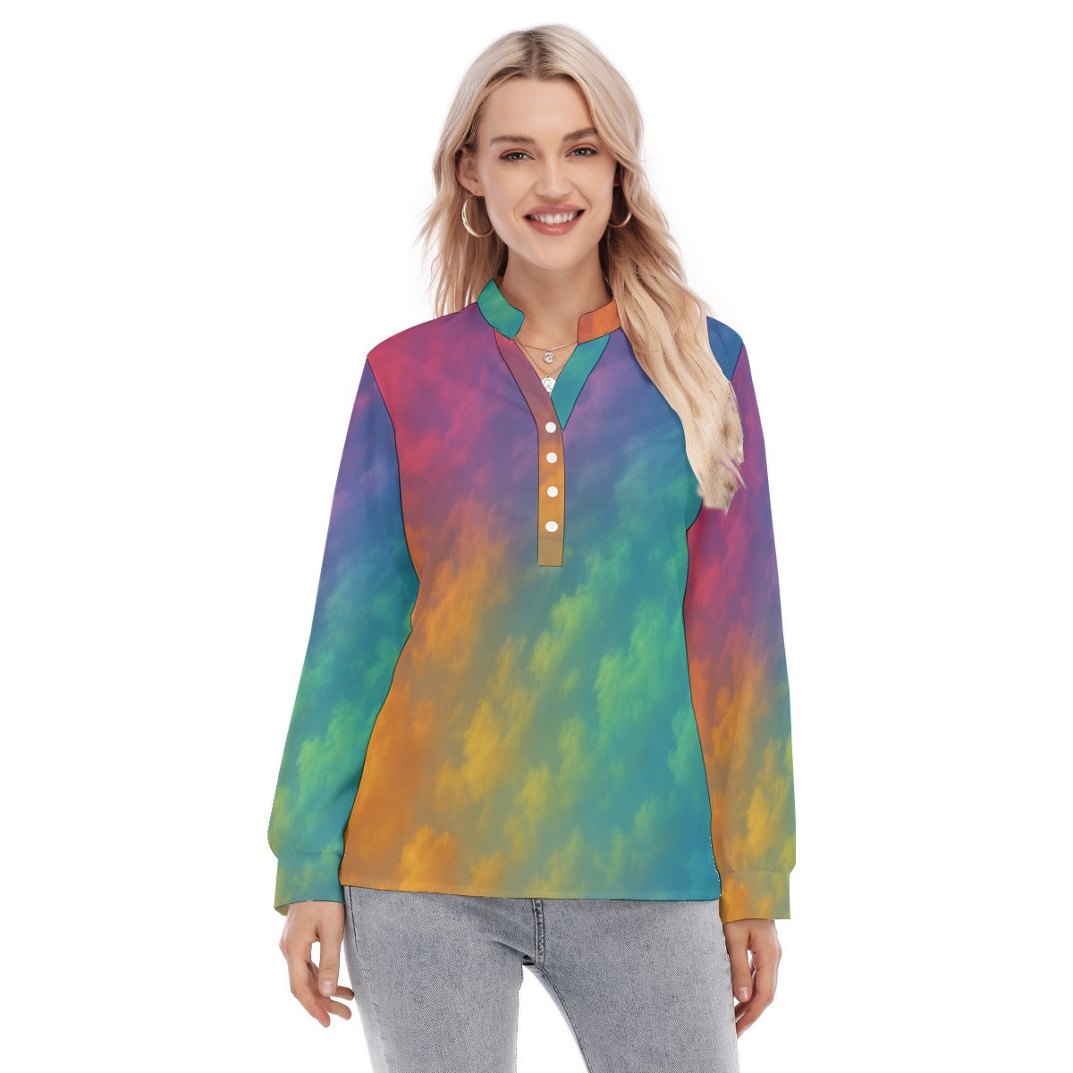 Women's Long Sleeve Blouse With Button Closure