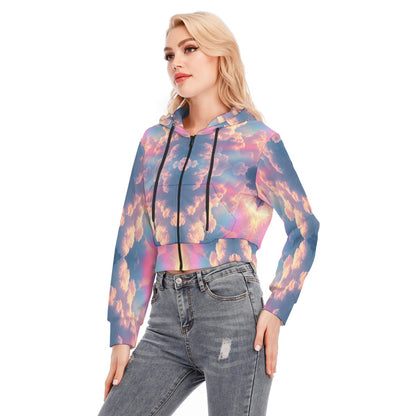 Women's Crop Top Hoodie With Zipper Closure