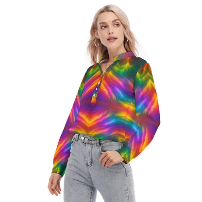 Women's Long Sleeve Blouse With Button Closure