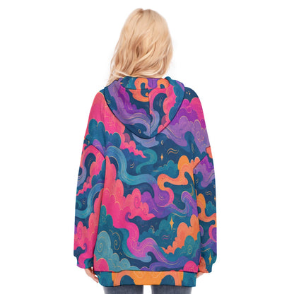 Women's Long Hoodie With Zipper Closure