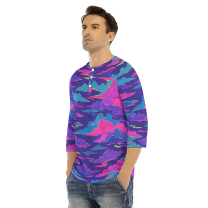 Men's Bracelet Sleeve T-shirt With Button Closure - view 3