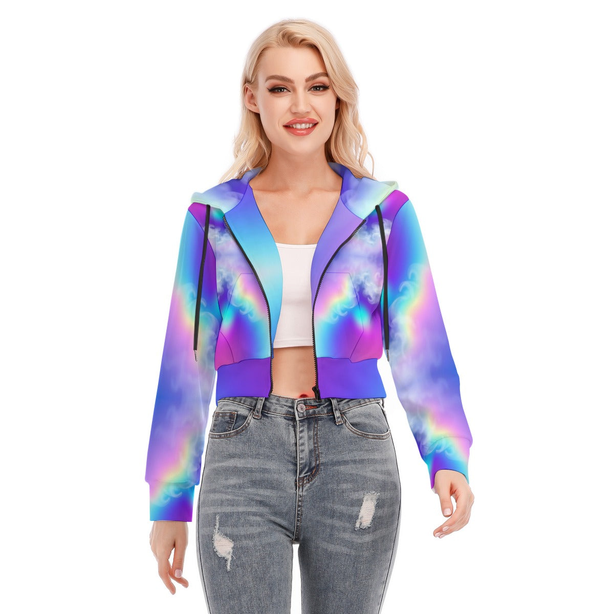 Women's Crop Top Hoodie With Zipper Closure