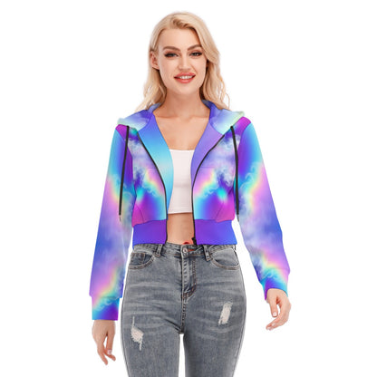 Women's Crop Top Hoodie With Zipper Closure