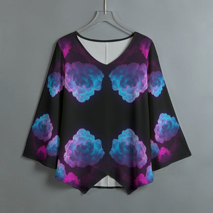 Women's V-neck T-shirt With Irregular Hem