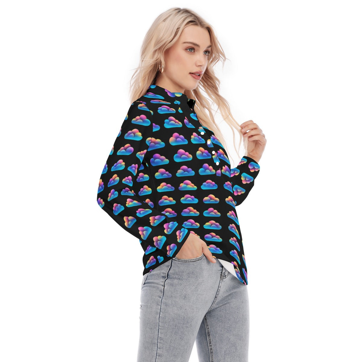 Women's Long Sleeve Blouse With Button Closure